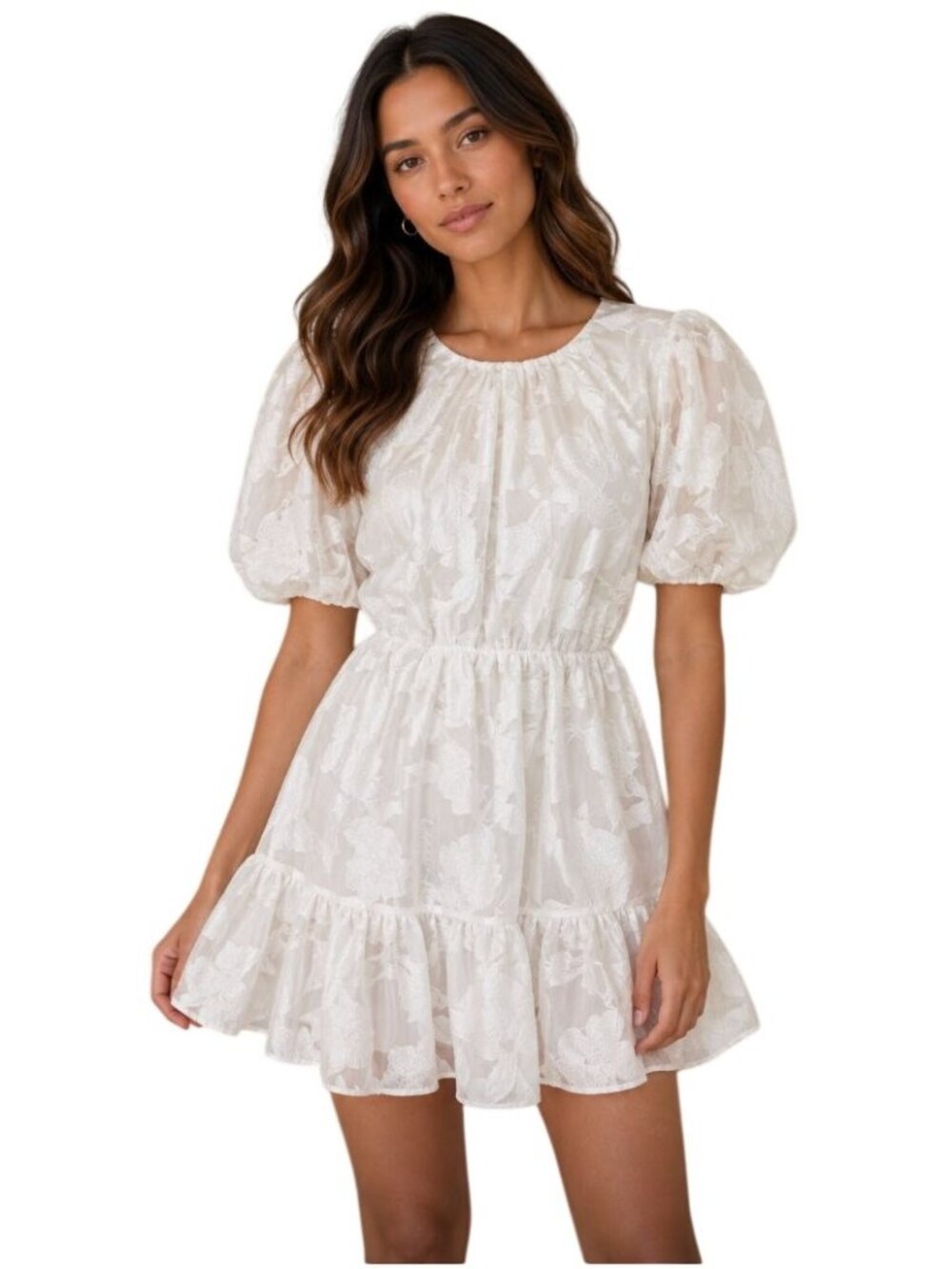 Anthropologie Aureta White Puff Sleeve Mini Dress bridal NWT - Size S